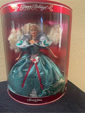 Barbie Holiday Special Edition Teal Green Dress Doll with Red Accents